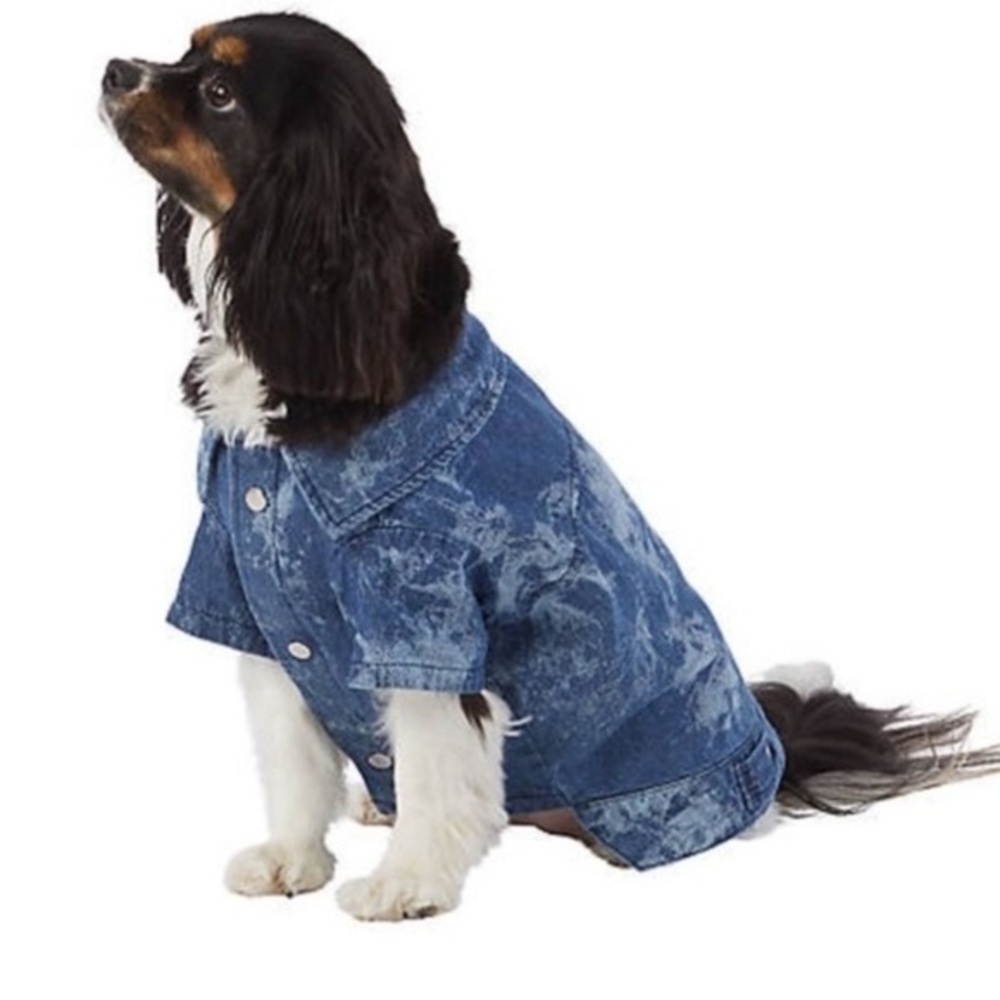 Top Paw Brand Dog Denim Jacket Short Sleeve Stylish Blue Denim Dog Jacket